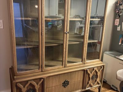 Vintage China Cabinet Bookcase Chinoiserie Hollywood Regency Sideboard
