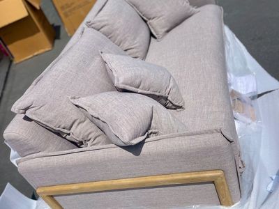 Brand New Mercana Roy 3-seater Sofa- Flint Grey with Mango Wood Frame