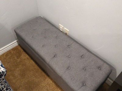 Gray Tufted Storage Ottoman