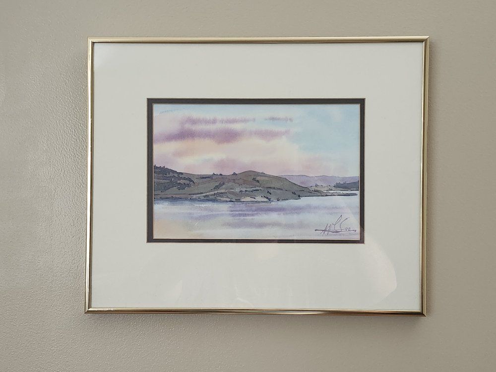 Framed Watercolor Landscape Painting - Signed Art