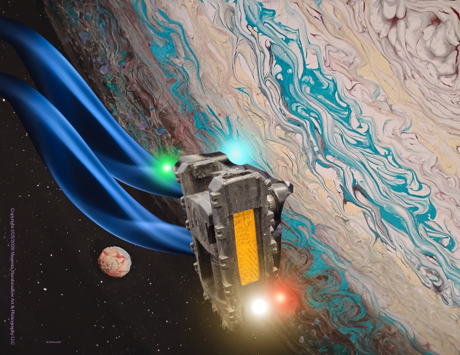Bike  Pedal Spaceship flies by Jupiter