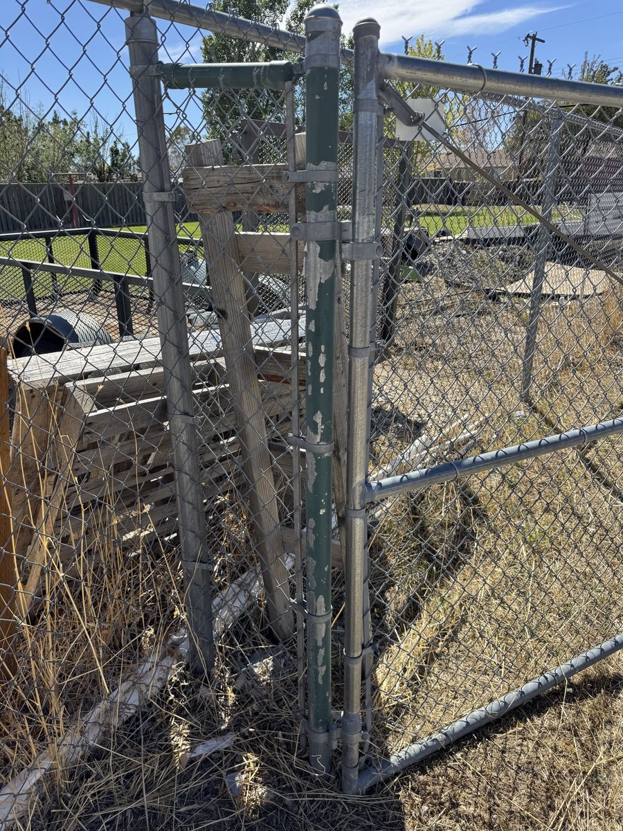 2 chain-link gates, 18 foot opening