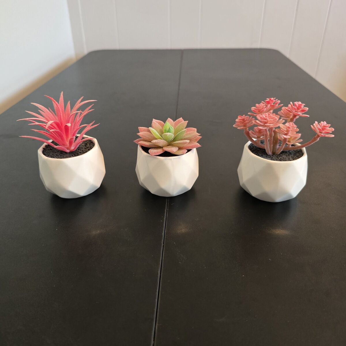 Three Artificial Pink Succulents