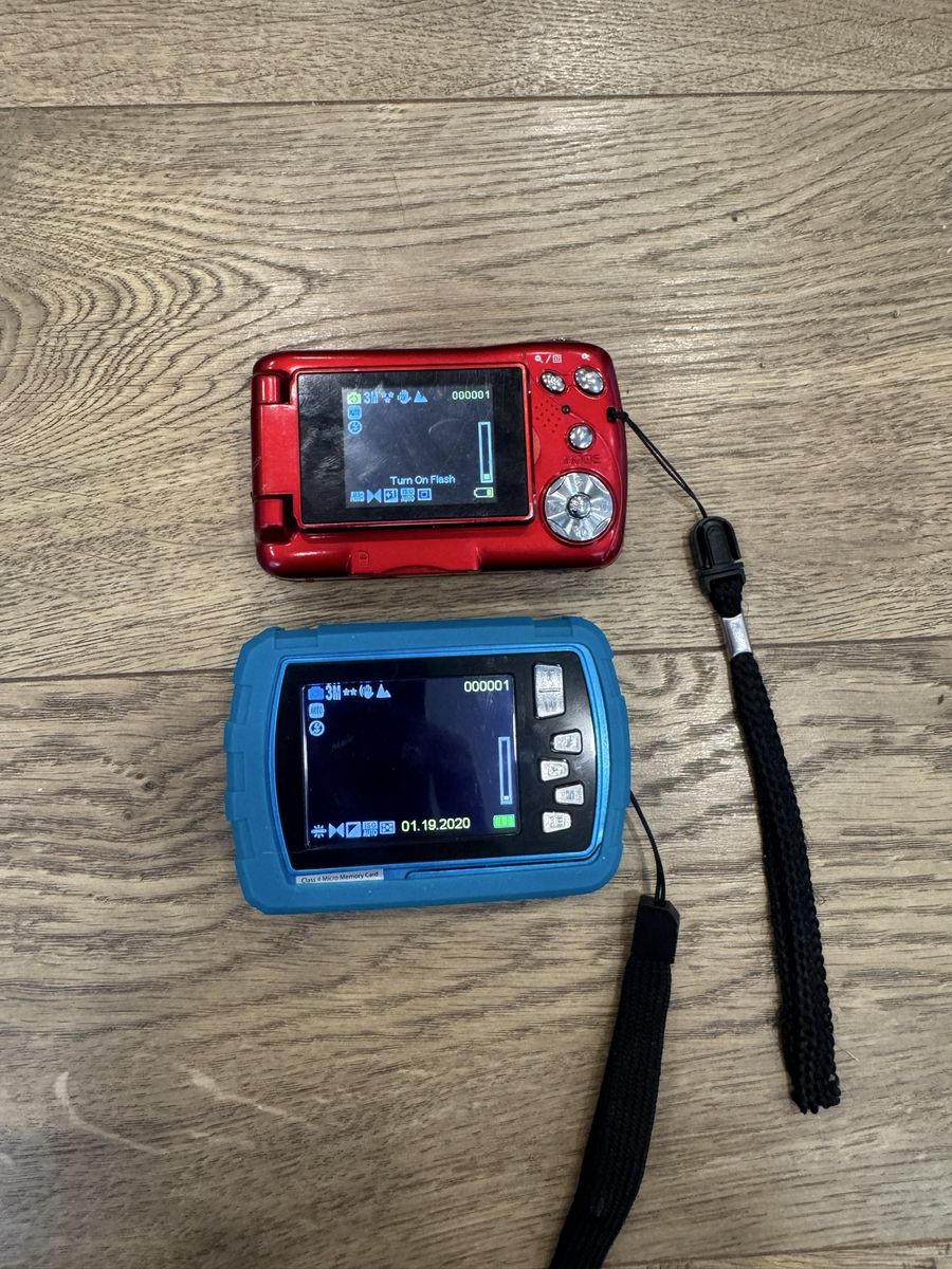 Red & Blue Digital Cameras (2-Pack) - Compact Point-and-Shoot with Wrist Straps