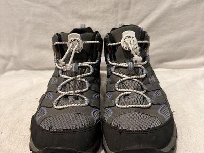 Merrell youth size 4, gray with blue trim Wtrprf hiking boots