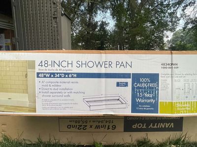 New Shower pan, Center Drain 48X34