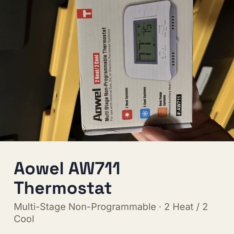 Aowel AW711 Multi-Stage Non-Programmable Thermostat - 2 Heat / 2 Cool, New/Sealed