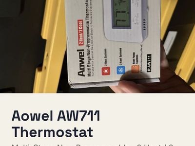 Aowel AW711 Multi-Stage Non-Programmable Thermostat - 2 Heat / 2 Cool, New/Sealed