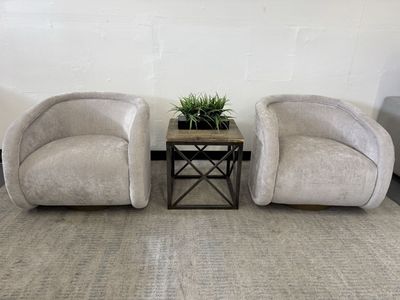 LIKE NEW GRAY COSTCO SWIVEL ACCENT CHAIR SET