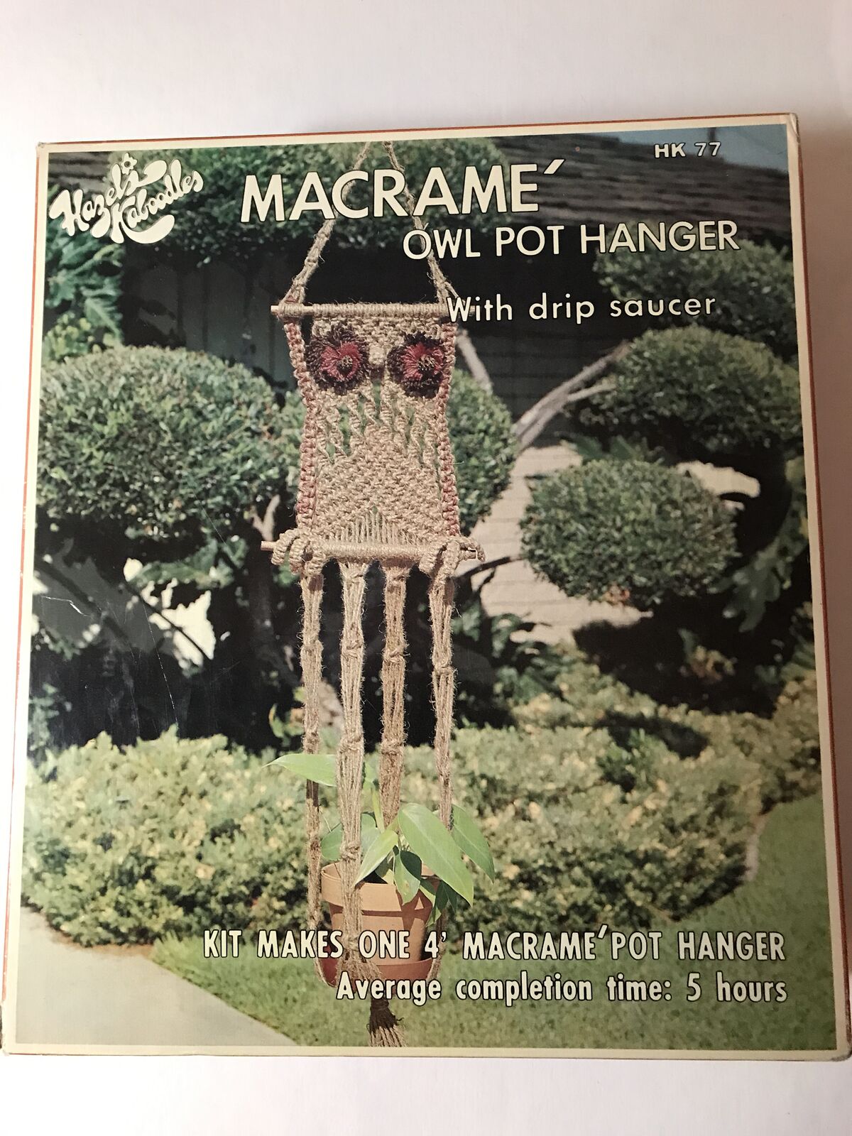 Macrame Kit Owl Pot Hanger With Drip Saucer 4’ Long Hazel’s Kaboodles