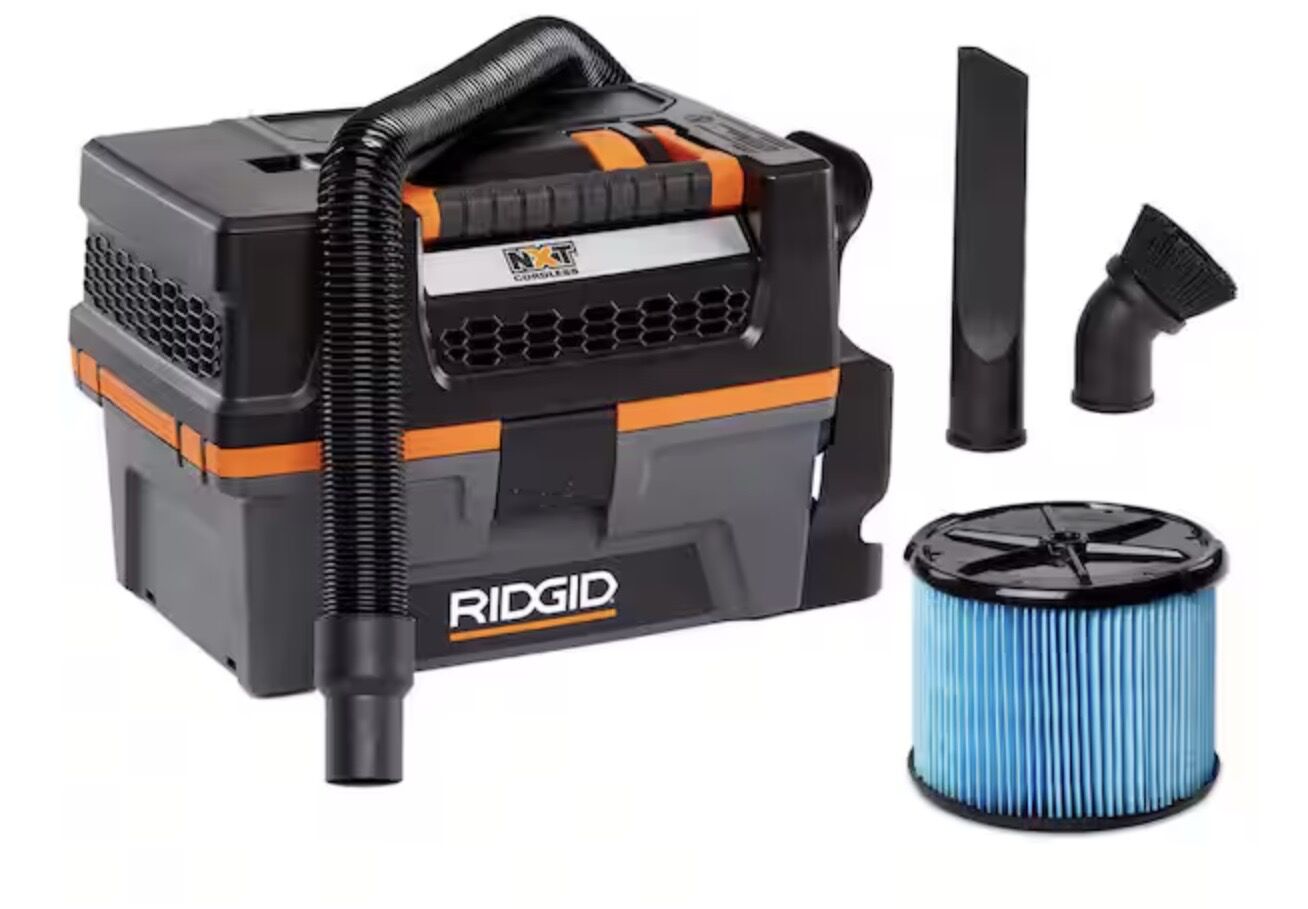 RIDGID 3 Gal. 18V Cordless Handheld NXT Shop Vacuum HD0318 Wet Dry Vac (Vac Only) with Filter, Expandable Hose and Accessories