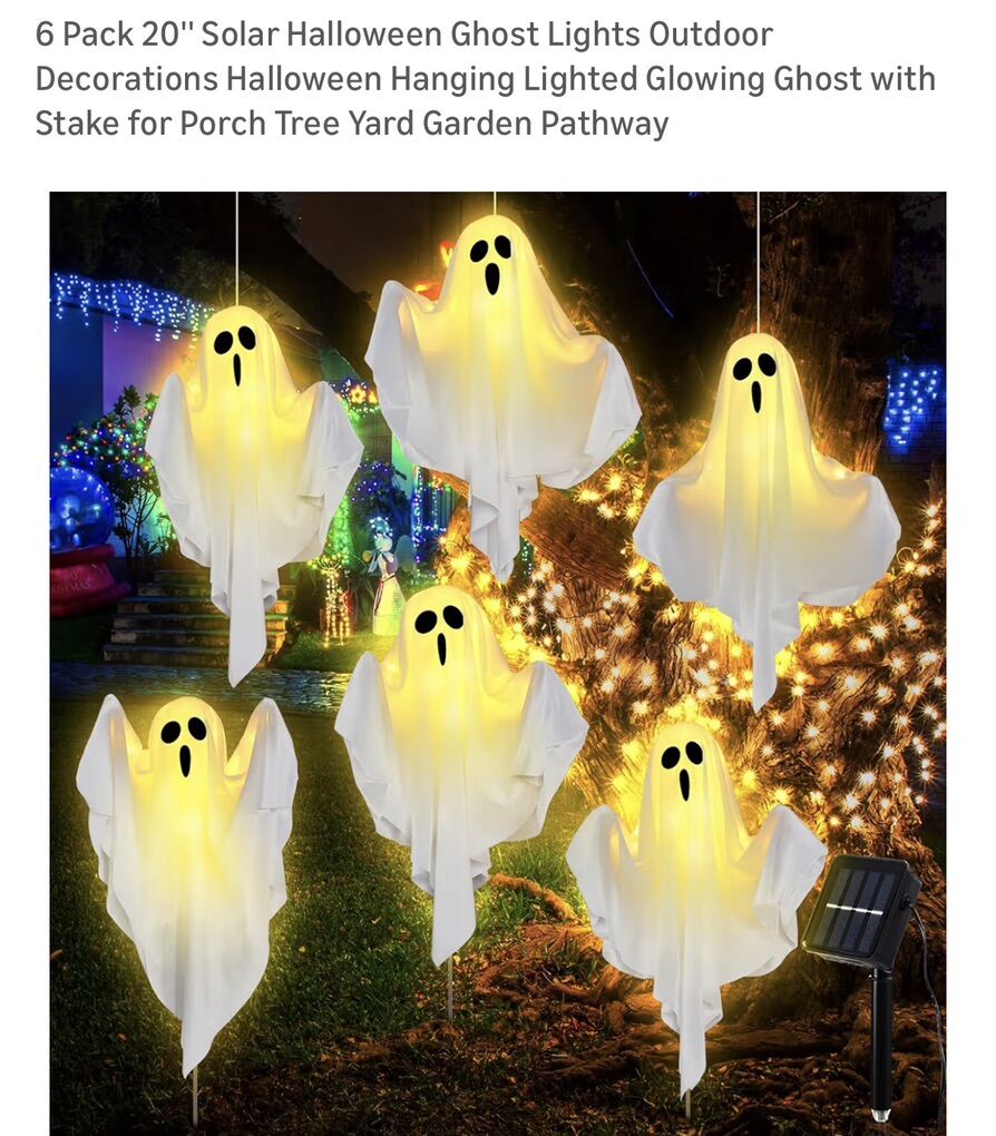 NEW!6 Pack 20'' Solar Halloween Ghost