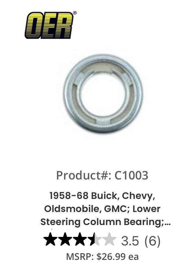 NEW Lower Steering Column Bearing