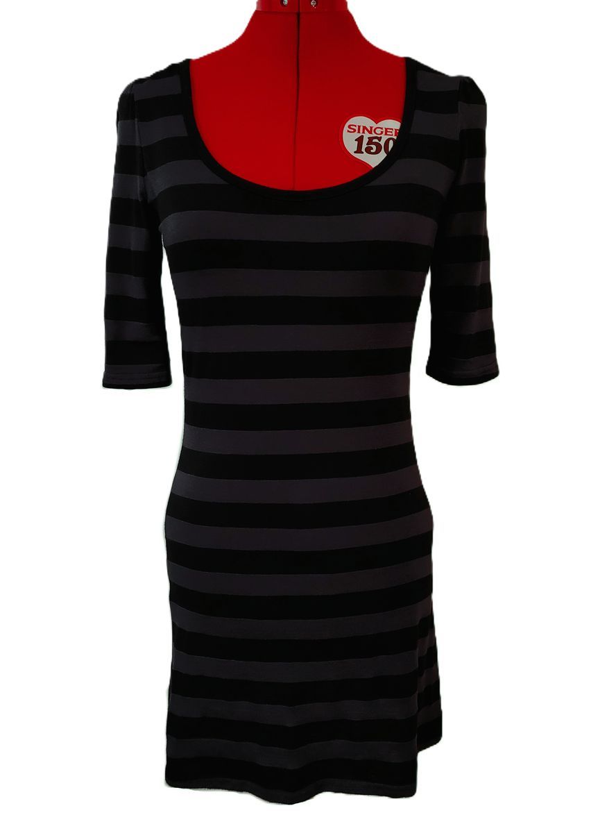 “XXI” Black & Gray Striped Tunic / Dress – Size M