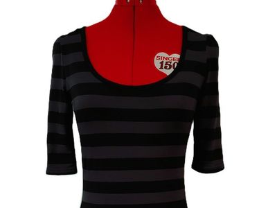 “XXI” Black & Gray Striped Tunic / Dress – Size M