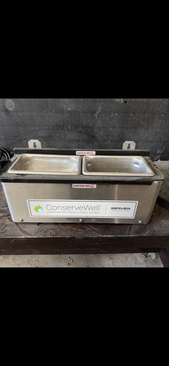 Server ConserveWell Water-Saving Heated Utensil Holder, 2 Compartment, Stainless Steel