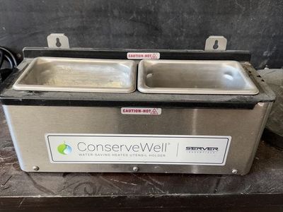 Server ConserveWell Water-Saving Heated Utensil Holder, 2 Compartment, Stainless Steel