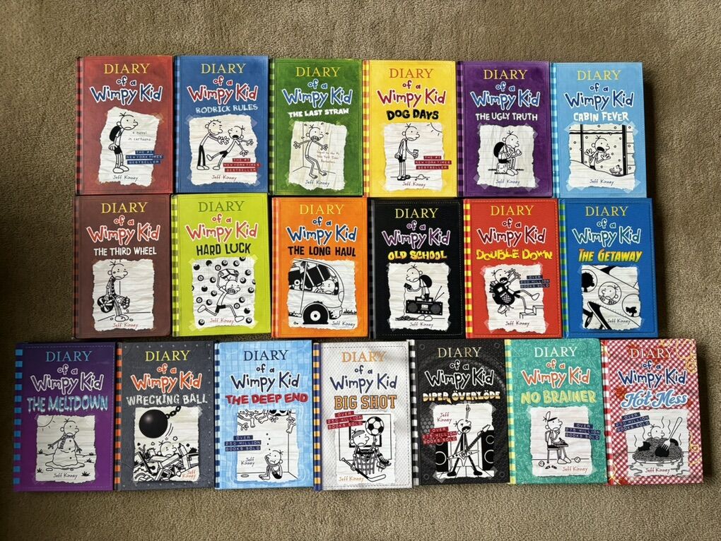 19 Diary of a Wimpy Kid Books, by Jeff Kinney (hardcovers)