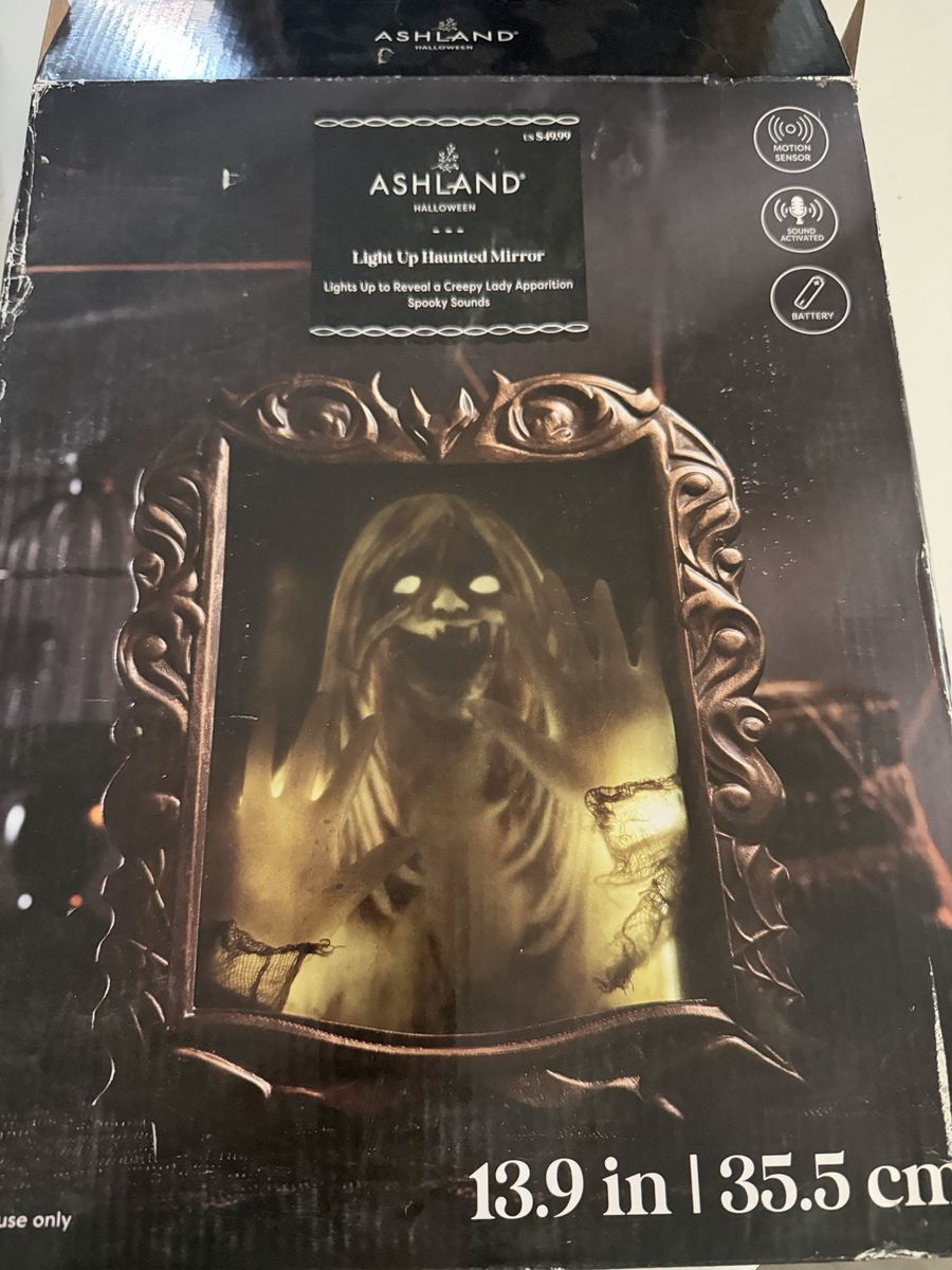 Ashland Halloween Light Up Haunted Mirror 13.9 in Motion Sound Activated Prop