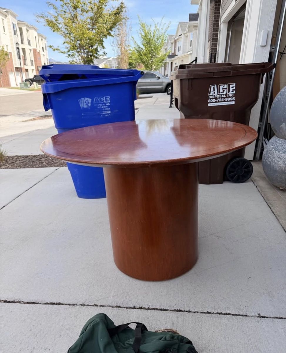 Round Wood Pedestal Table - 42” Diameter