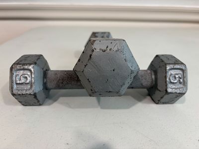 Hex Head Dumbbells - 5 lbs Pair, Used Weightlifting Free Weights