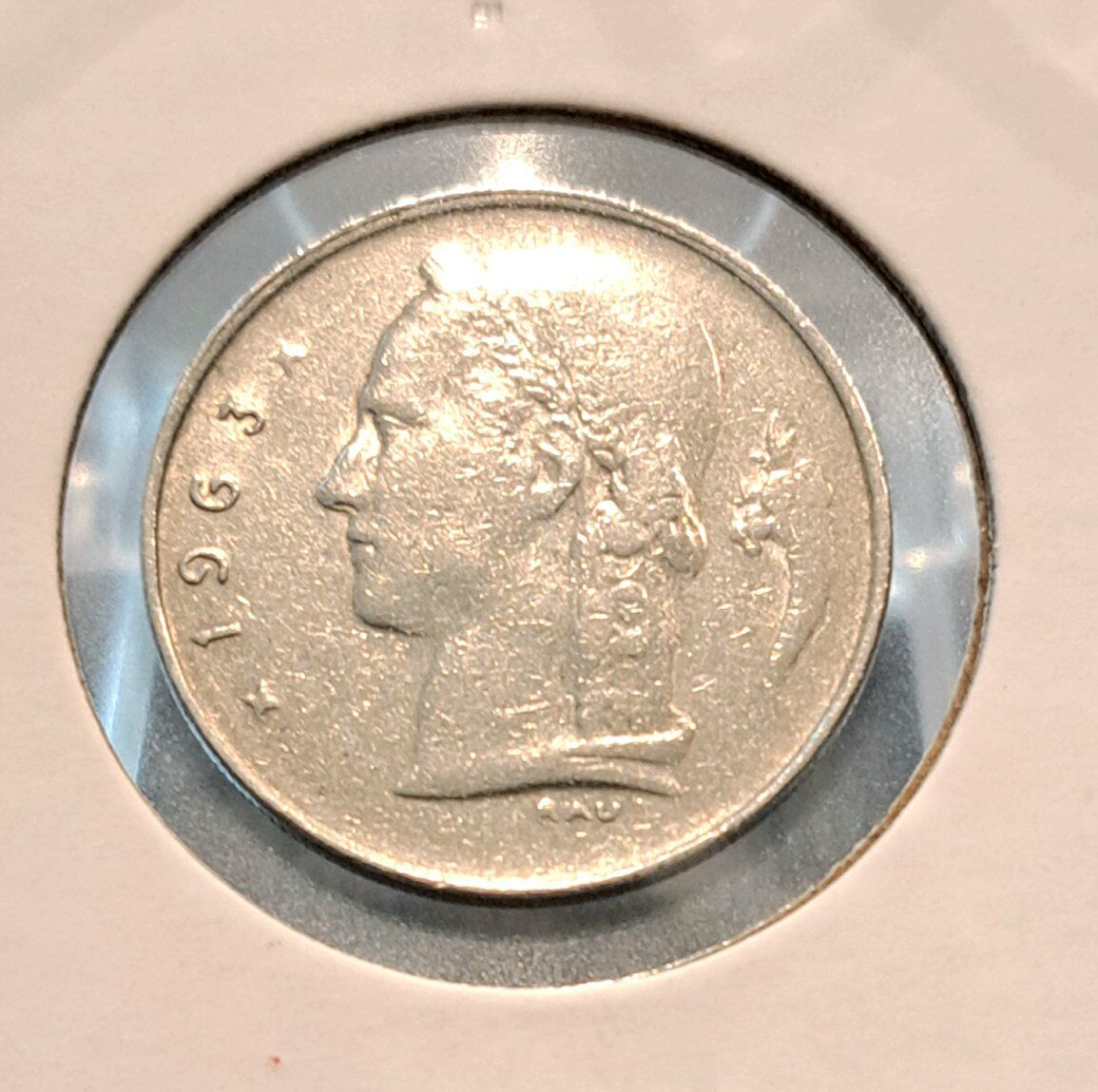 Rare 1963 Belgium Franc Coin Medal alignment Error