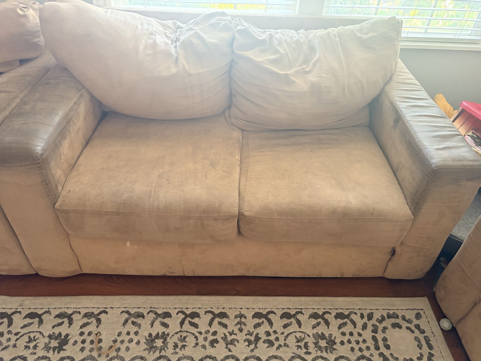Brown microfiber sofa and loveseat