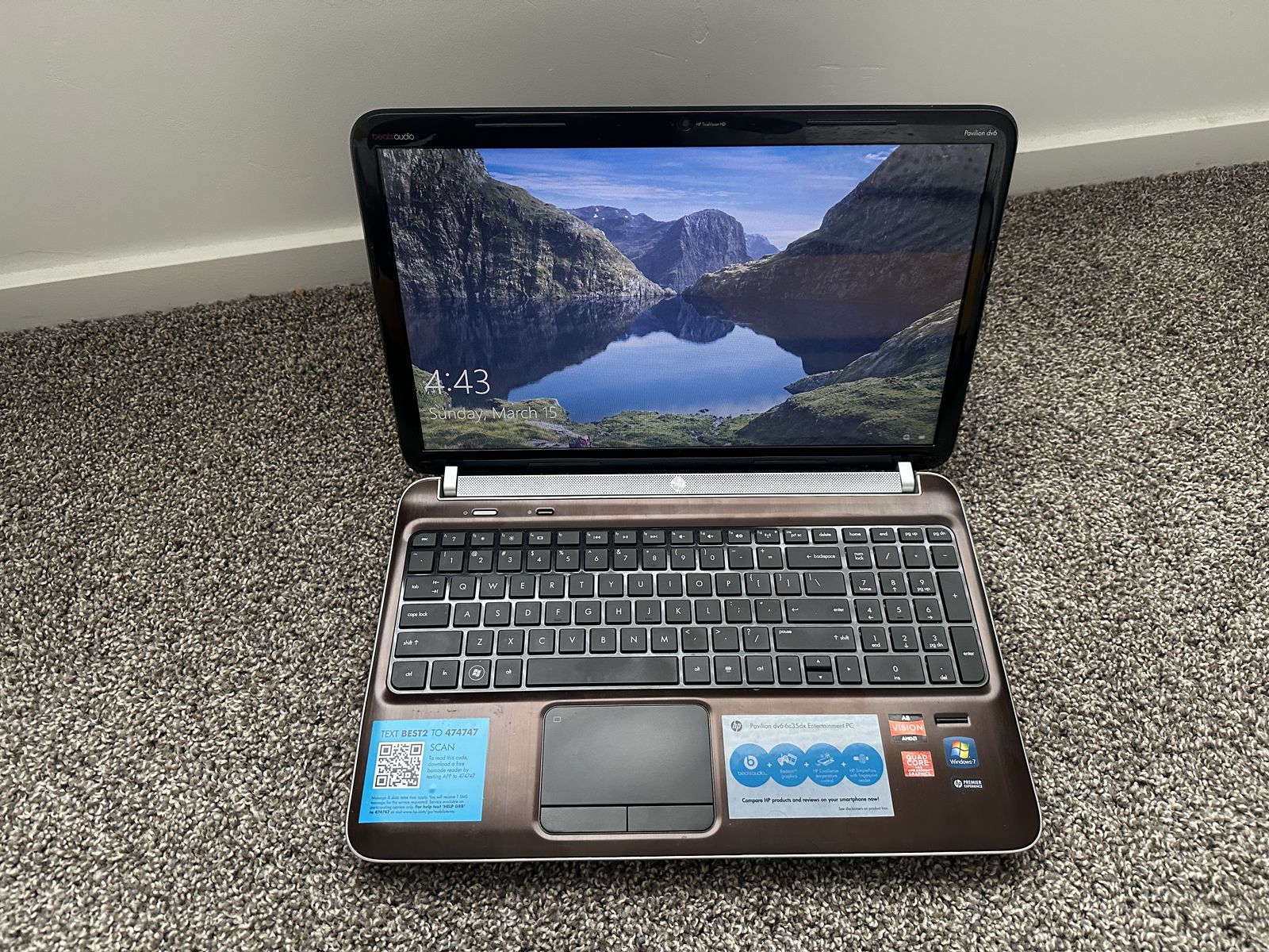15''HP Pavilion dv6-6c35dx Laptop,AMD A8-3520M,  6GB RAM, 600GB HDD,(4 Cores,4 Threads)