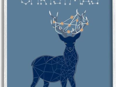 24" x 30" Stupell Industries Christmas Constellations Deer Framed Giclee Art by Hannah Byatt