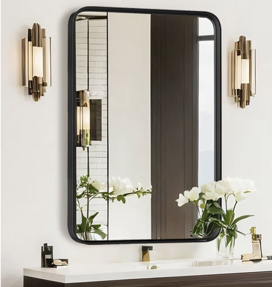 Black Framed Bathroom Vanity Mirror 22"x30" Wall Mounted Horizontal/Vertical
