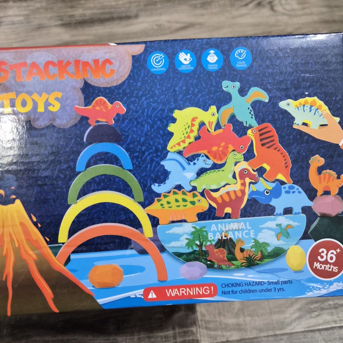 New 30pc wooden dino stacking toys