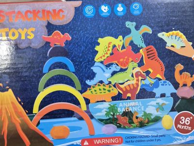 New 30pc wooden dino stacking toys