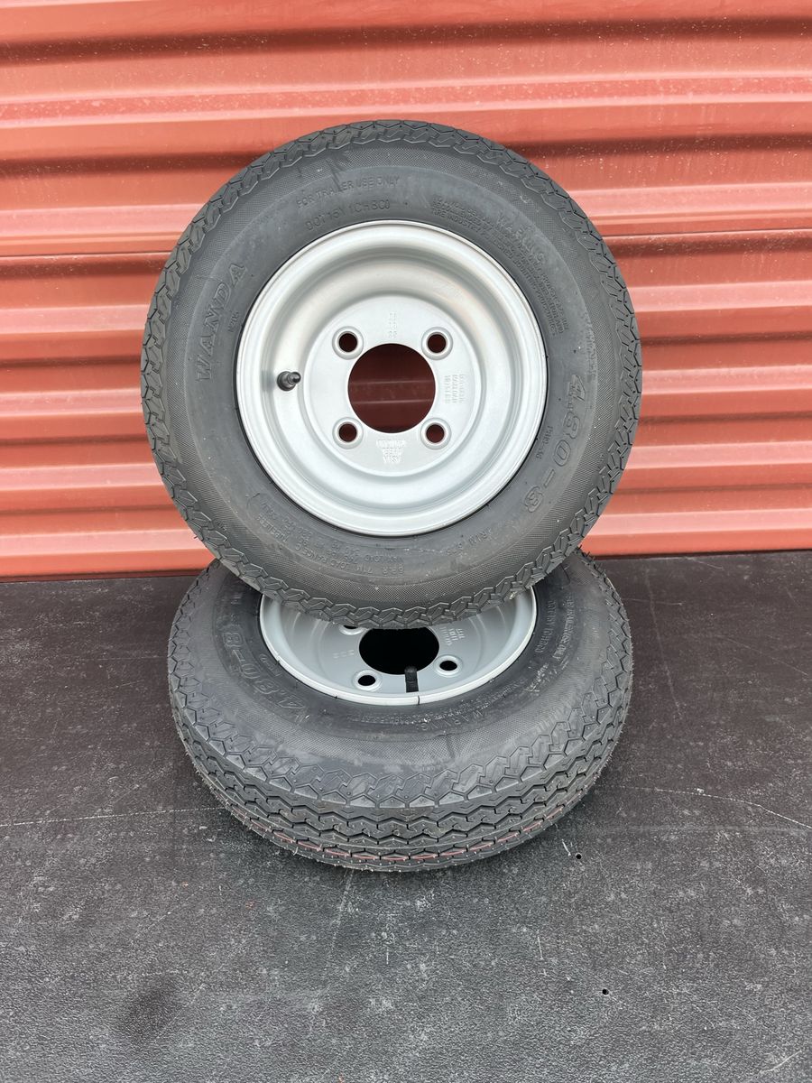 New Set 4.80-8 Trailer Tires With Rims 4 lug