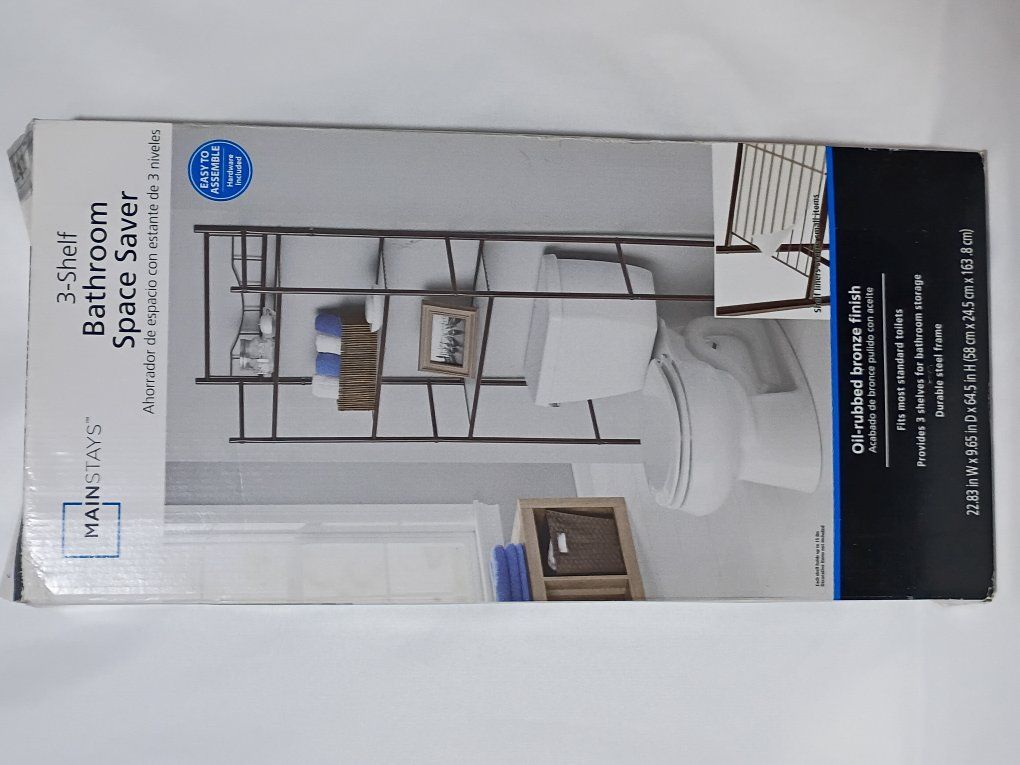 NEW Mainstays 3-Shelf Bathroom Space Saver – Oil-R