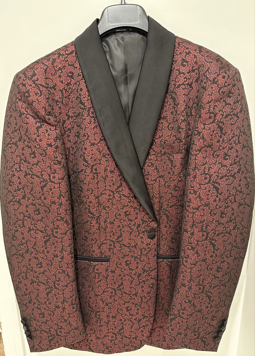Men’s Red Floral Tuxedo Jacket (L) – Worn Once
