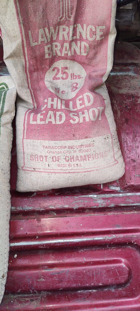 Vintage Lawrence Brand & Hornady Lead Shot Canvas Bags - 25 lbs Each