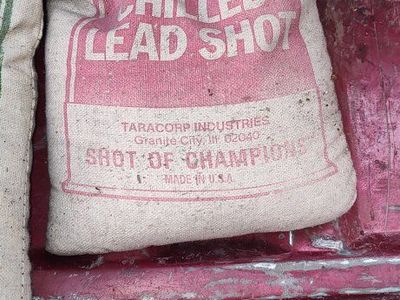 Vintage Lawrence Brand & Hornady Lead Shot Canvas Bags - 25 lbs Each