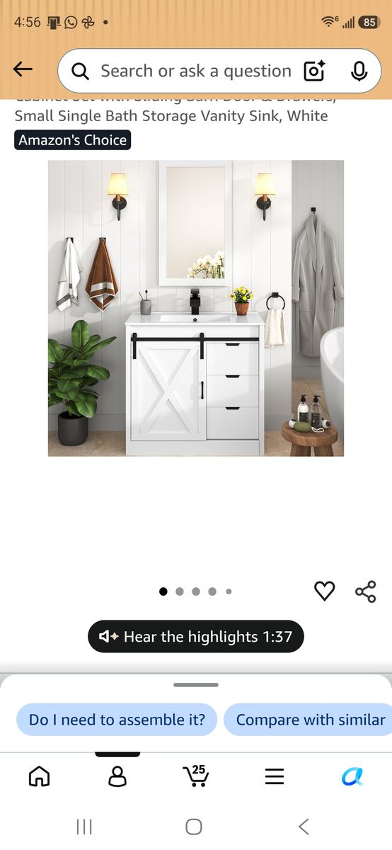 Small Bath White Mirror, 22 X width 34 height
