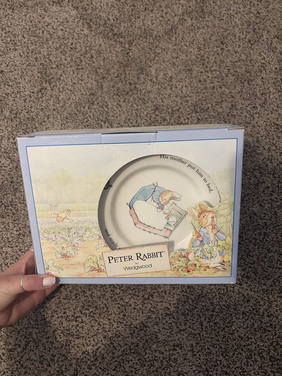 Wedgwood Peter Rabbit 3-Piece Nursery Set Mug Plate Bowl Beatrix Potter Vintage 1991