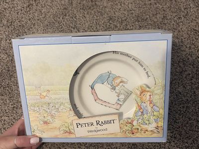 Wedgwood Peter Rabbit 3-Piece Nursery Set Mug Plate Bowl Beatrix Potter Vintage 1991