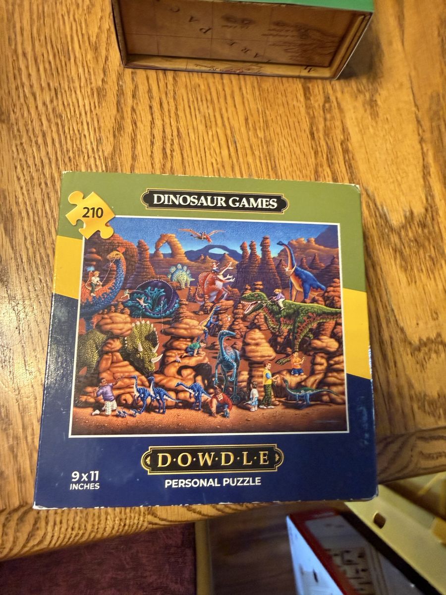 Dowdle "Dinosaur Games" 210-Piece Personal Puzzle (9x11 in.) - Prehistoric Fun for All Ages