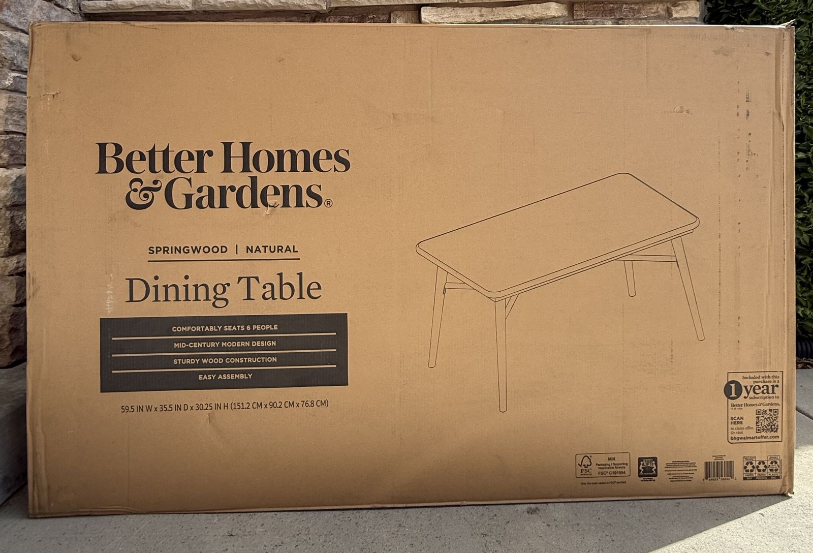 NEW 59.5 inch Rectangle Dining Table