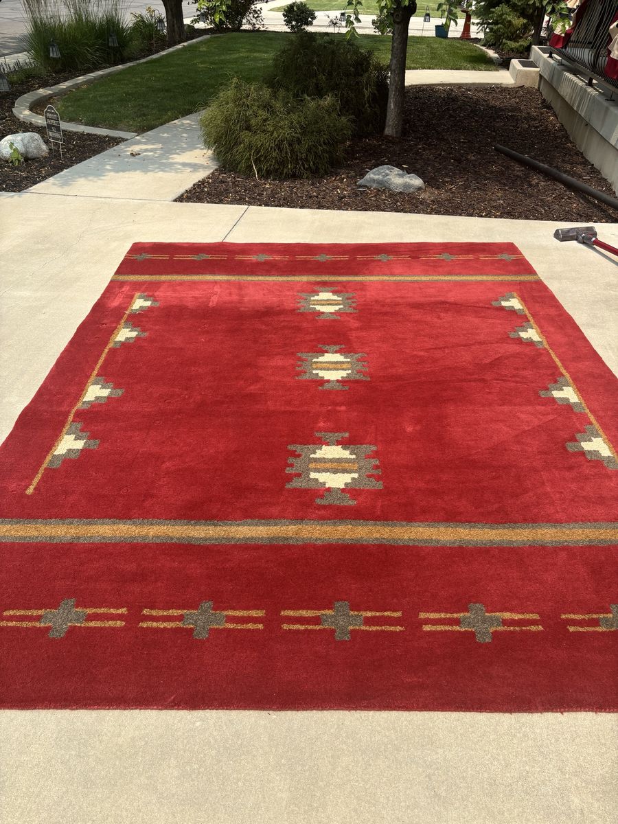 Two, Red Southwestern Area Rugs with Geometric Pattern, Fair Condition, 8x10 ft