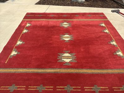 Two, Red Southwestern Area Rugs with Geometric Pattern, Fair Condition, 8x10 ft