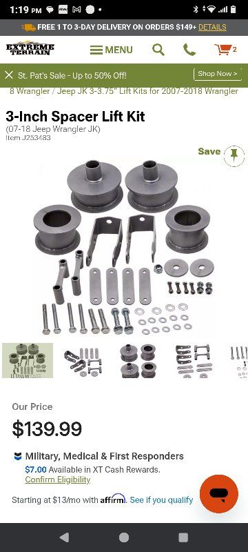 50o.b.o. Jeep 2.5" coil spacer lift kit.