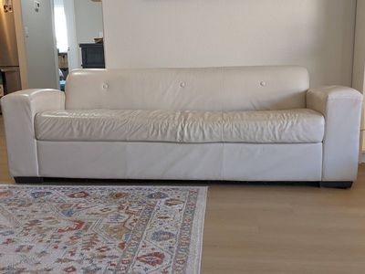 White Leather Sofa - used