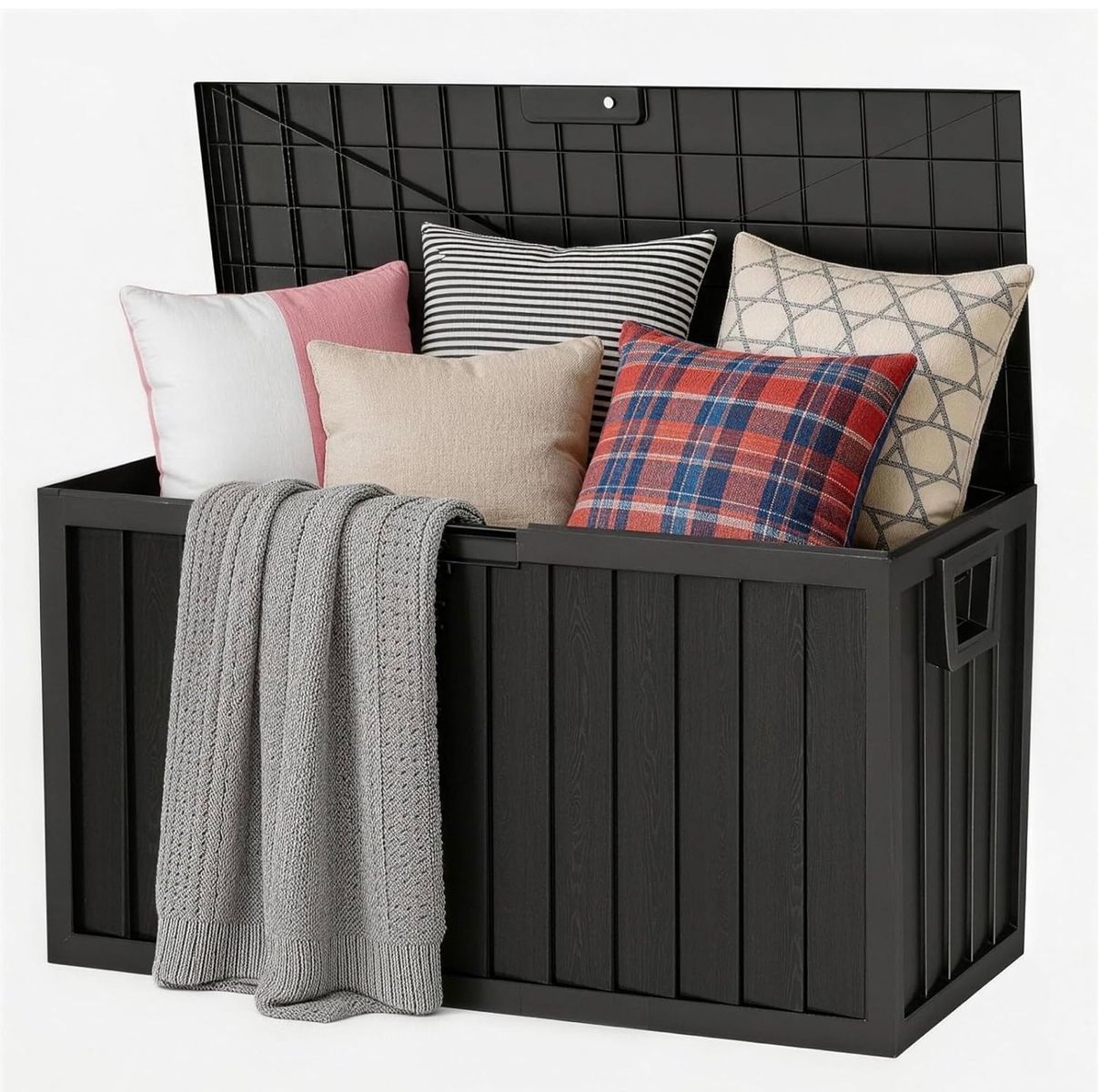 Brand new 75 Gallon Outdoor Storage Deck Box, 485 lbs Capacity, UV-Resistant PP Resin, Black