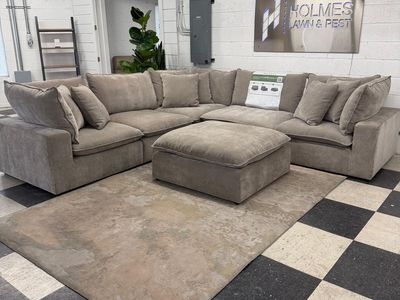 LIKE NEW!! COSTCO SEREEN 6-PIECE FABRIC MODULAR SECTIONAL, CLOUD COUCH, TAUPE!!