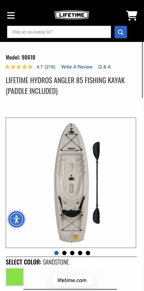 Lifetime Hydros Angler 85 Sit-On-Top Fishing Kayak with Paddle - Sandstone