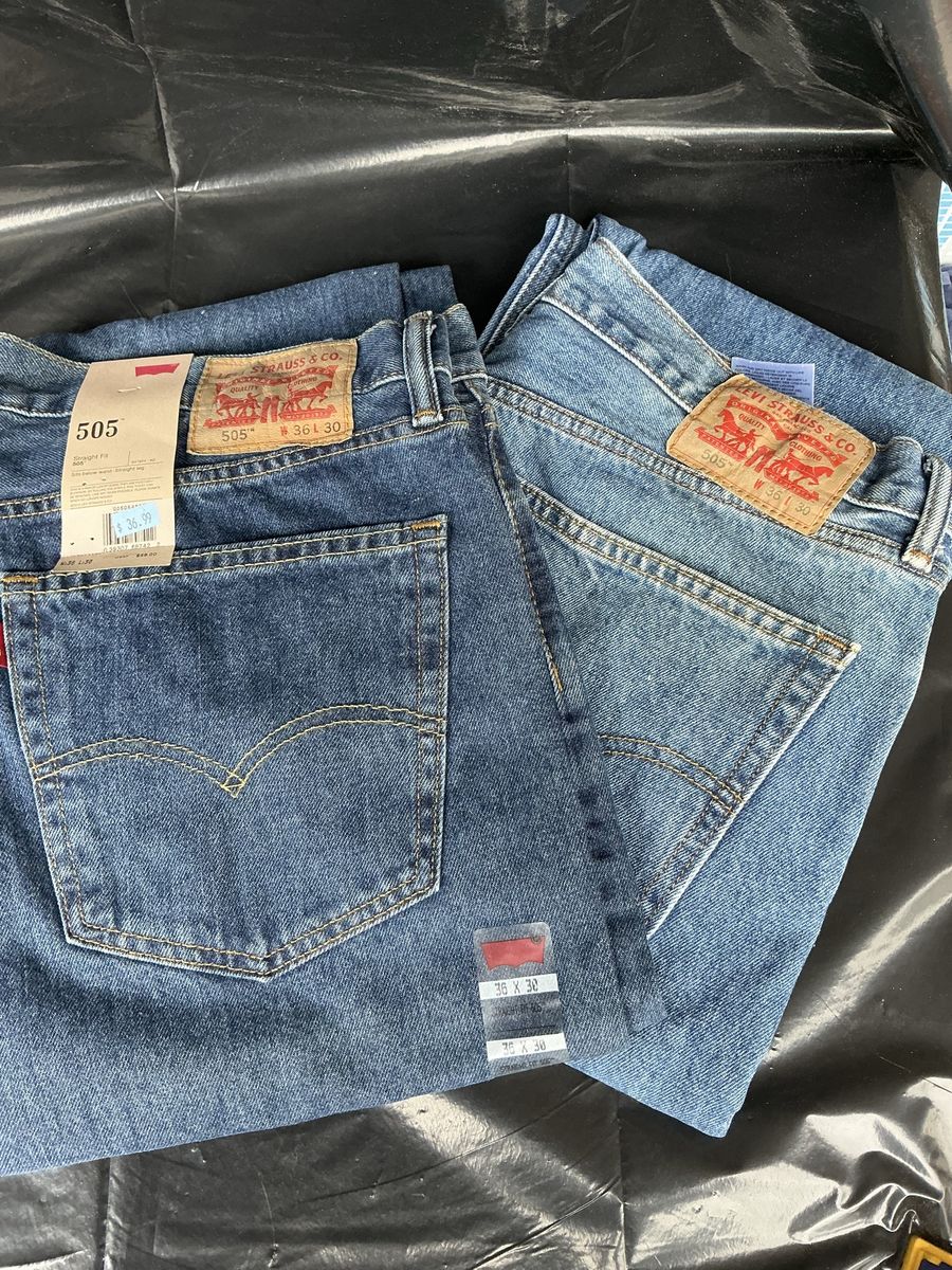 Levi’s 505 Regular Fit Jeans Lot 2 Pairs Men’s 36x30 Blue Denim NWT & Used